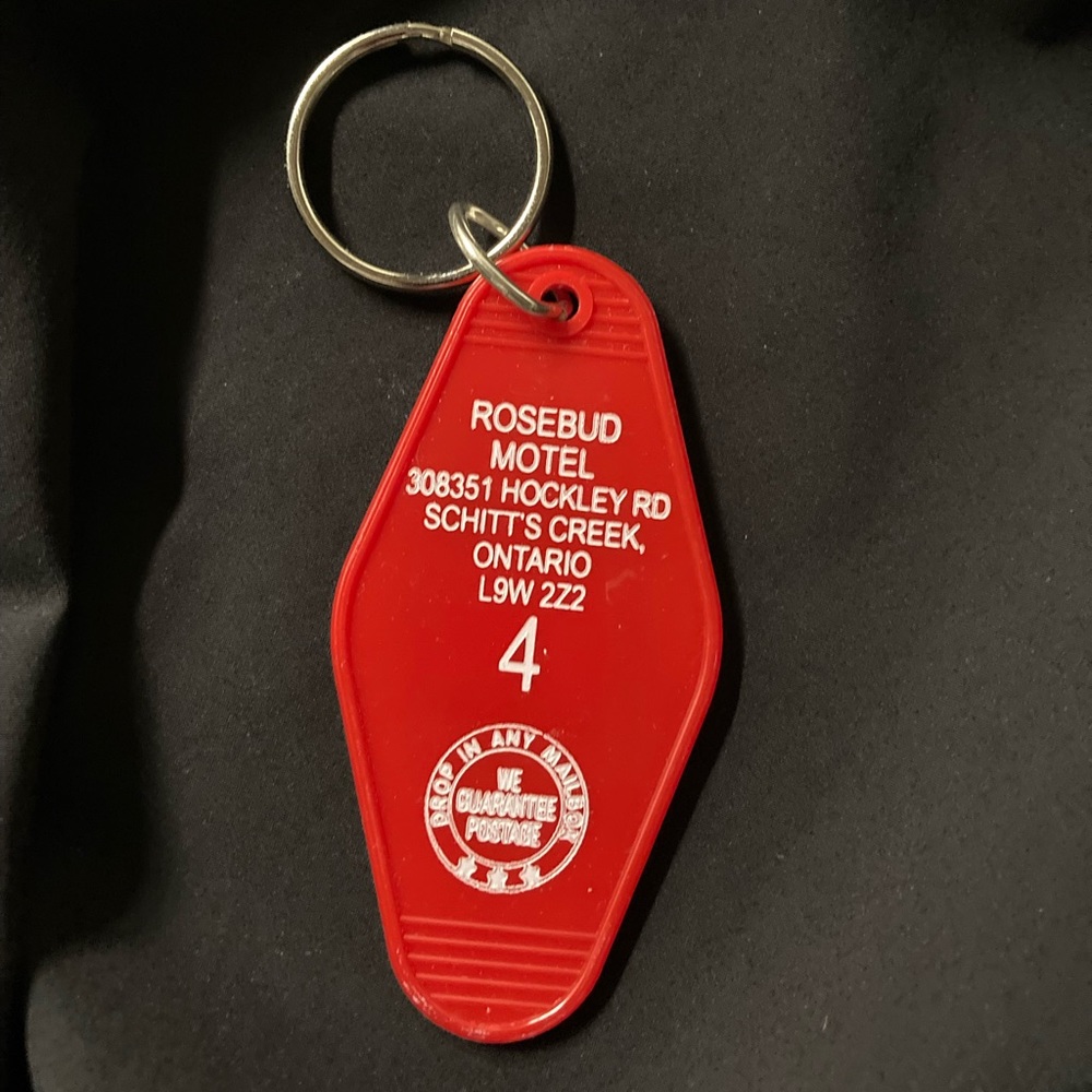 NEW~Schitt's Creek Rosebud Motel Keychain Red Key Fob